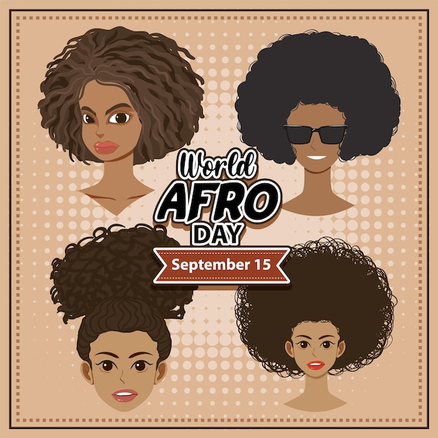 Wereld afro dag 15 september banner ontwerp