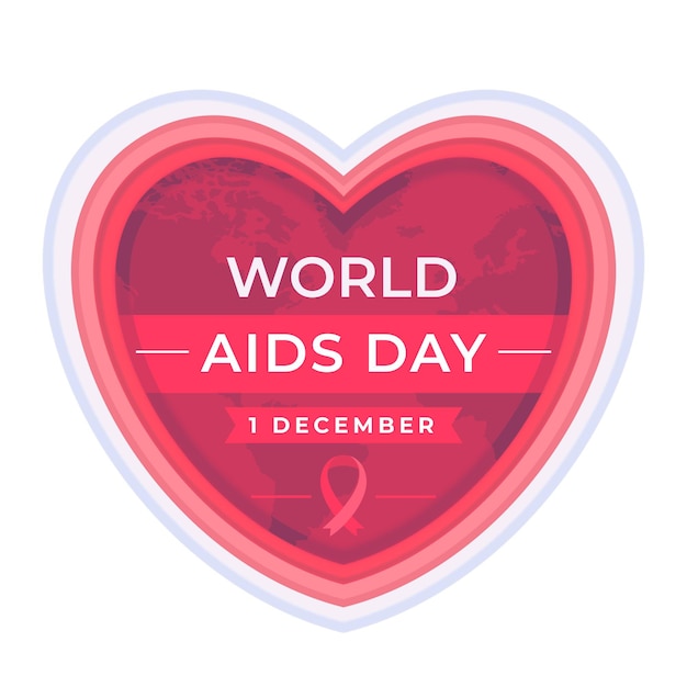 Wereld aids dag hart in papieren stijl