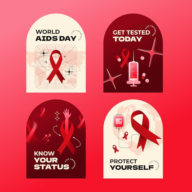 Wereld aids dag herdenkingslabels collectie