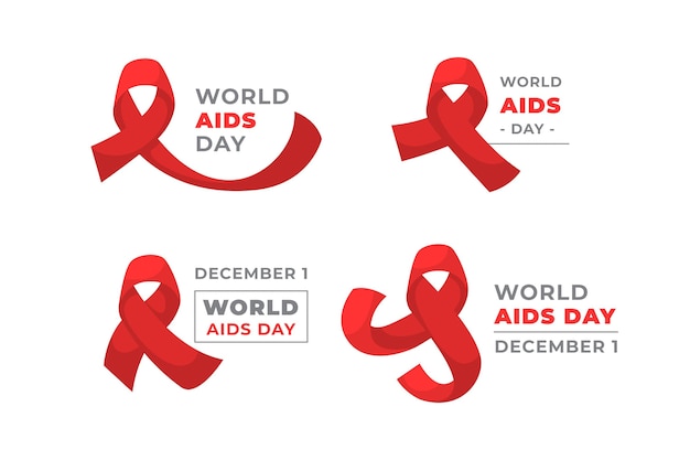 Wereld aids dag labels-collectie met rode linten