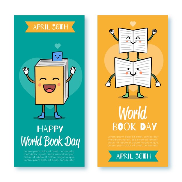 Wereld boek dag banner collectie sjabloon