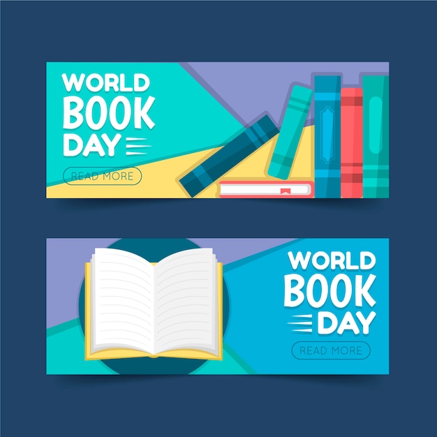 Wereld boek dag banners sjabloon concept