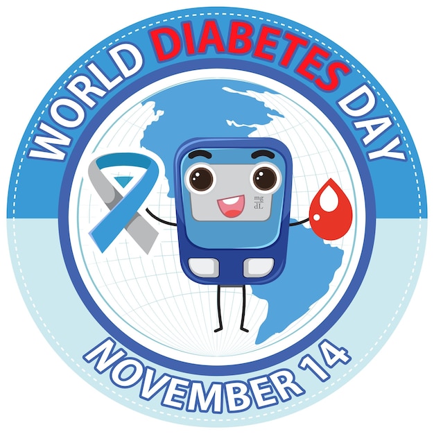 Wereld diabetes dag lettertype logo ontwerp