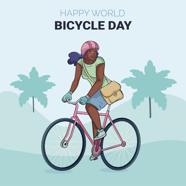 Wereld fiets dag hand getekende illustratie