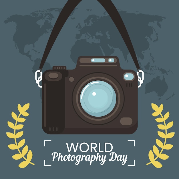 Gratis vector wereld fotografie dag evenement illustratie