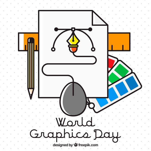 Wereld grafische achtergrond van de dag in vlakke stijl