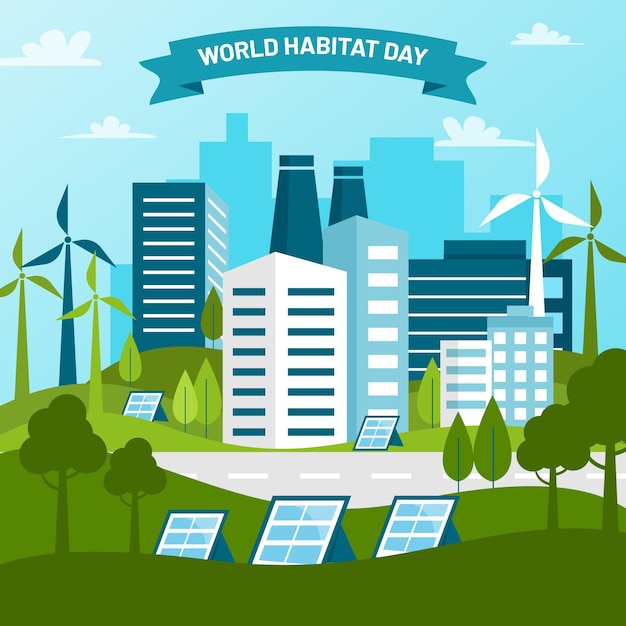 Wereld habitat dag illustratie concept