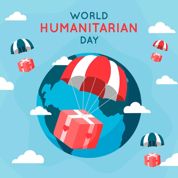 Gratis vector wereld humanitaire dag illustratie