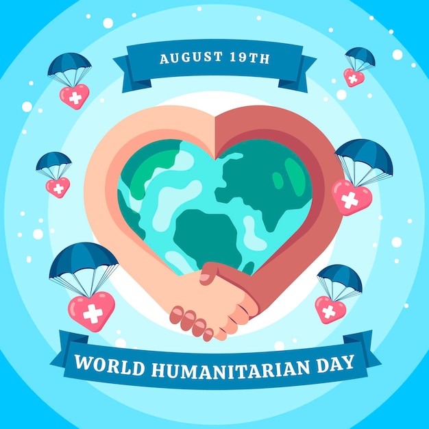 Gratis vector wereld humanitaire dag illustratie