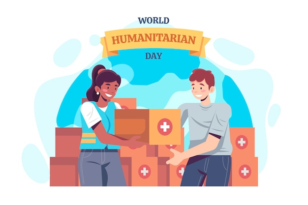 Gratis vector wereld humanitaire dag illustratie