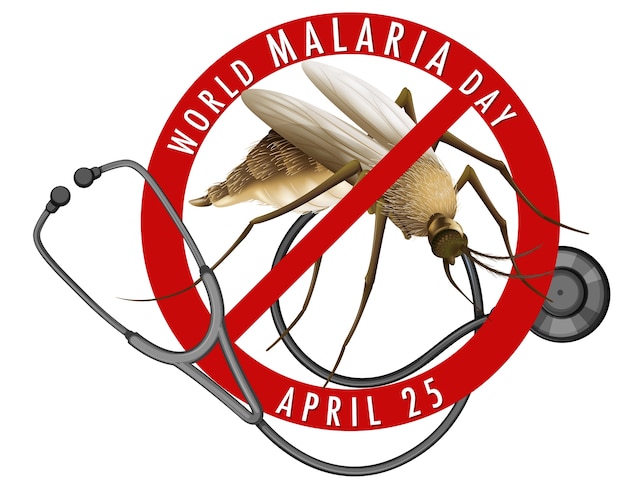 Gratis vector wereld malaria day-logo of banner met muggenbord