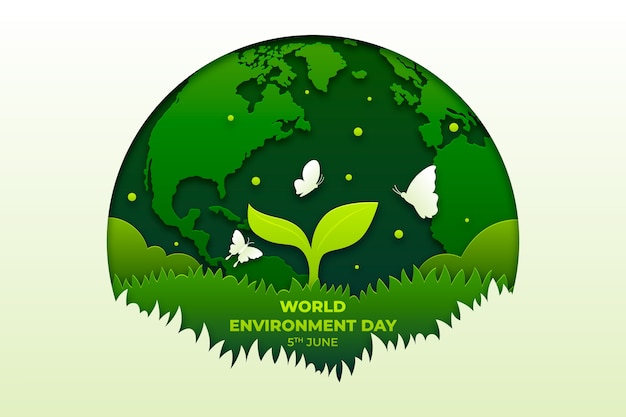 Wereld milieu dag papier stijl achtergrond