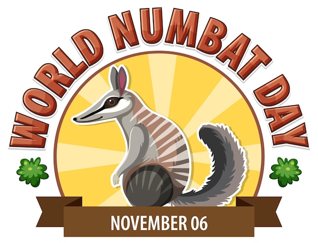 Gratis vector wereld numbat dag logo ontwerp