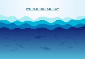 Gratis vector wereld oceaan dag blauwe golf achtergrond