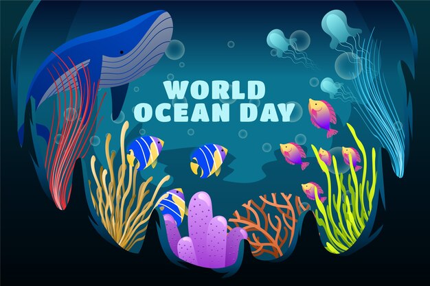 Wereld oceanen dag achtergrond met kleurovergang