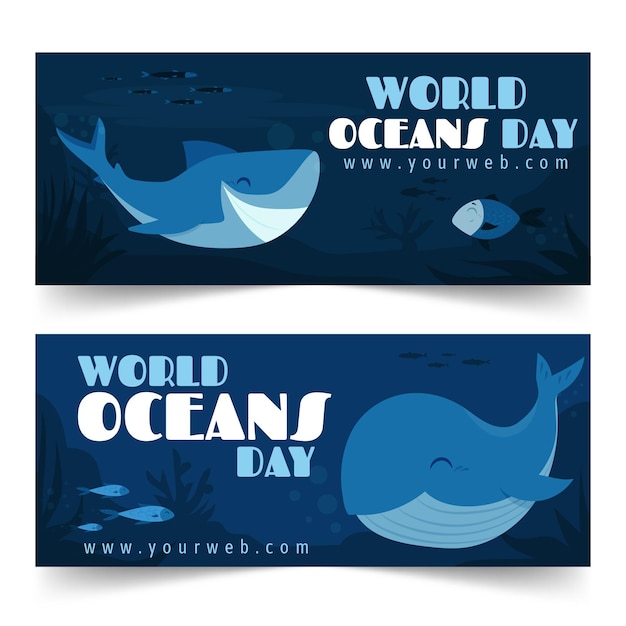 Wereld oceanen dag banner collectie