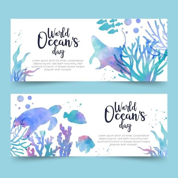 Wereld oceanen dag banners