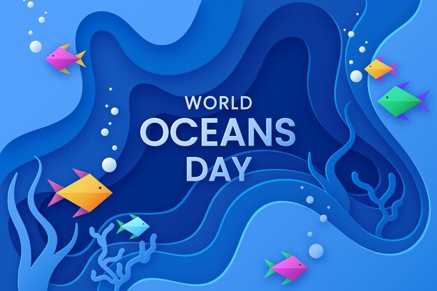 Wereld oceanen dag concept in papierstijl