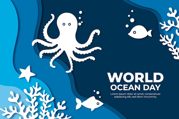 Wereld oceanen dag concept in papierstijl