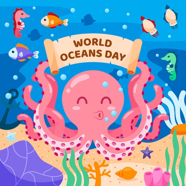 Wereld oceanen dag concept