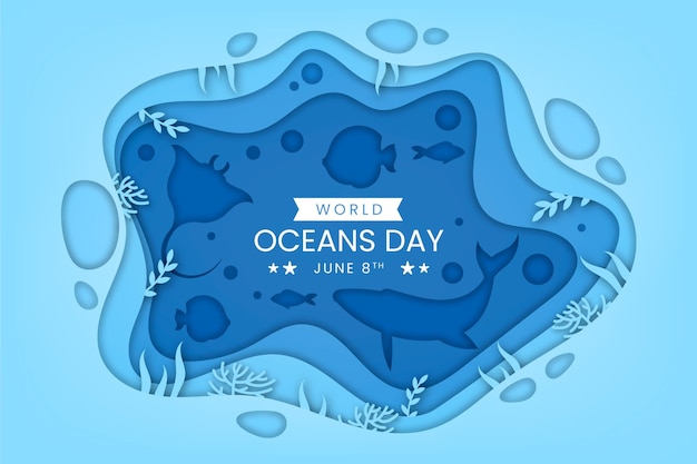 Gratis vector wereld oceanen dag illustratie in papieren stijl