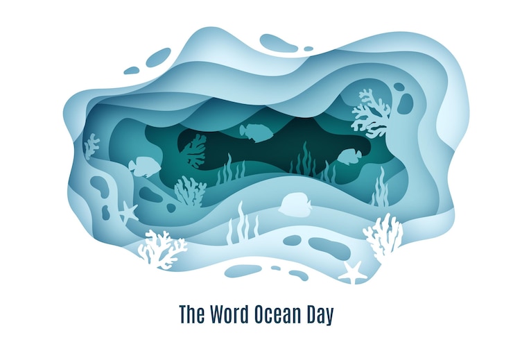 Gratis Vector wereld oceanen dag illustratie in papieren stijl