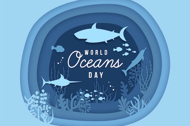 Gratis vector wereld oceanen dag in papier stijl