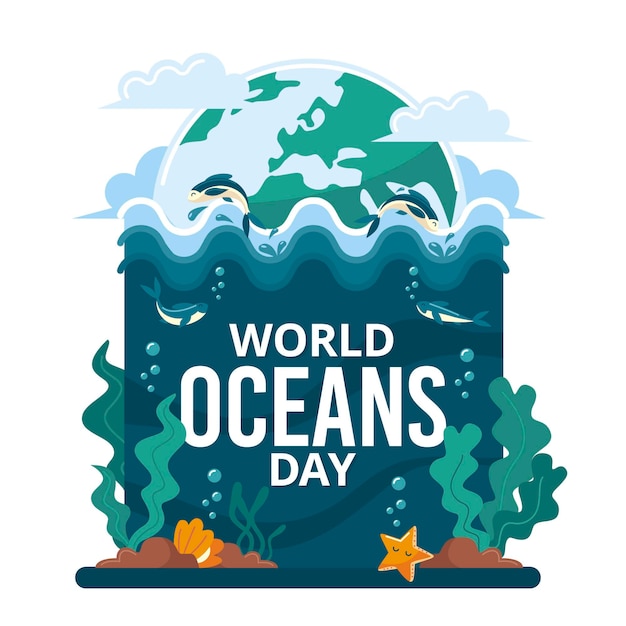 Gratis vector wereld oceanen dag met planeet