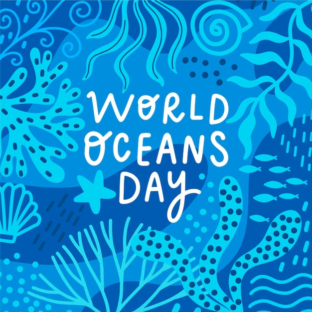 Wereld oceanen dag tekenen concept