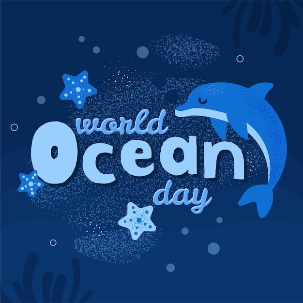 Wereld oceanen dag viering plat ontwerp