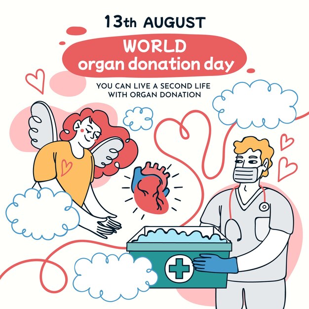 Wereld orgaandonatie dag handgetekende illustratie