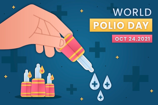 Wereld polio dag achtergrond in papierstijl