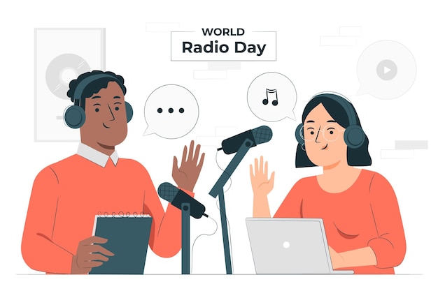 Wereld radio dag concept illustratie