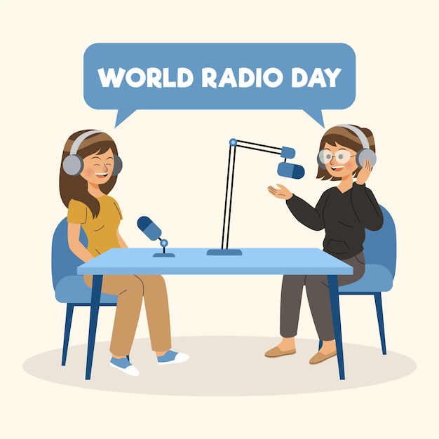 Gratis vector wereld radio dag illustratie