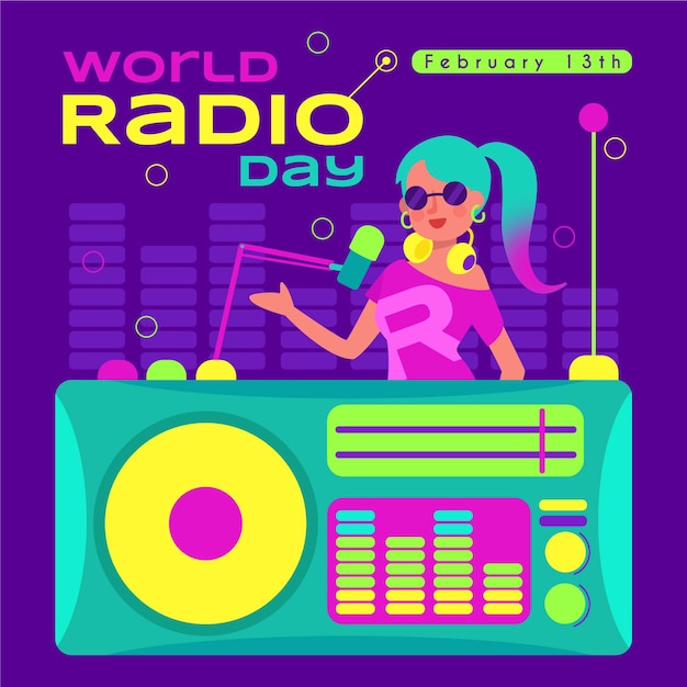 Gratis vector wereld radio dag illustratie