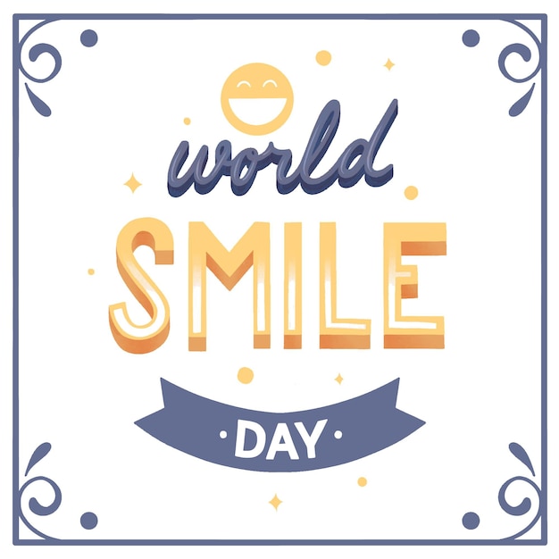 Wereld smile dag belettering cocnept