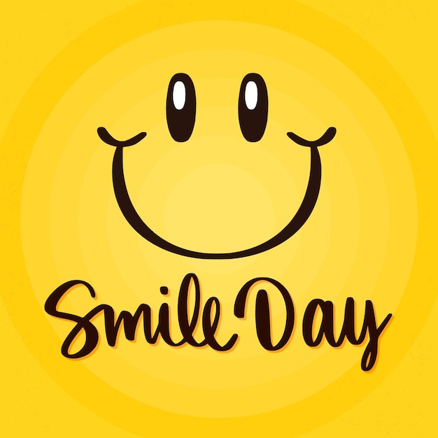 Wereld smile dag belettering met gezicht