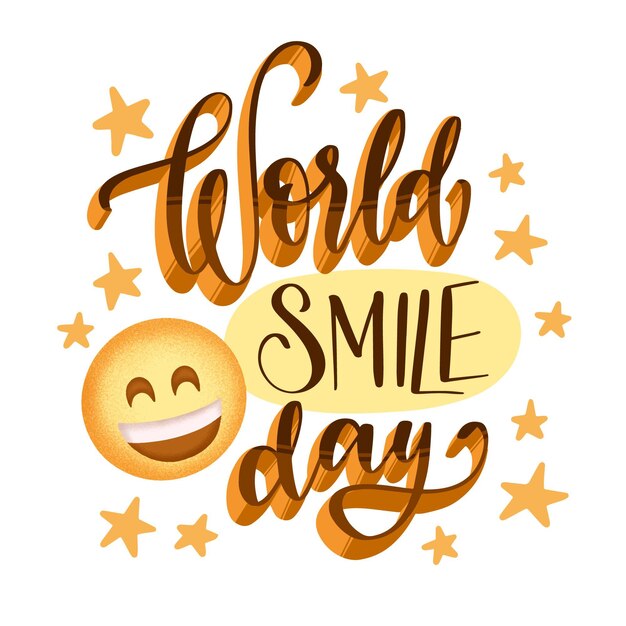 Wereld smile dag belettering met sterren