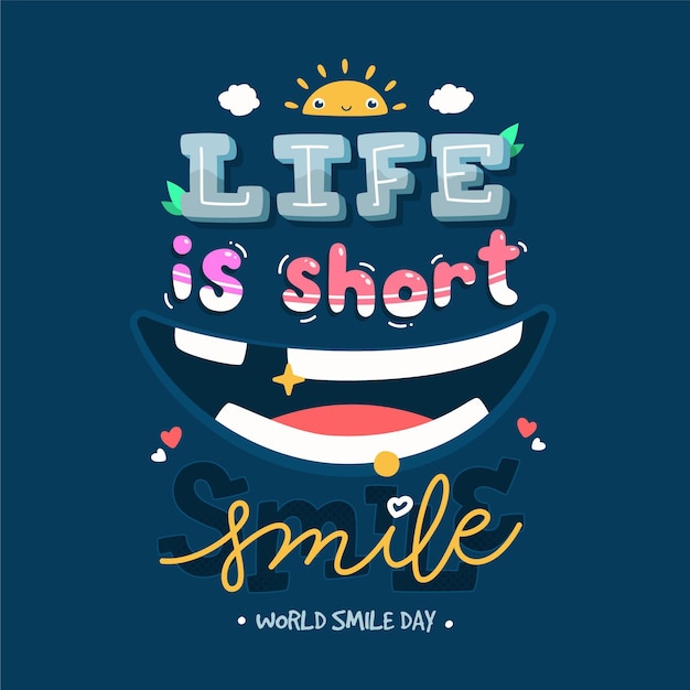 Gratis vector wereld smile dag belettering