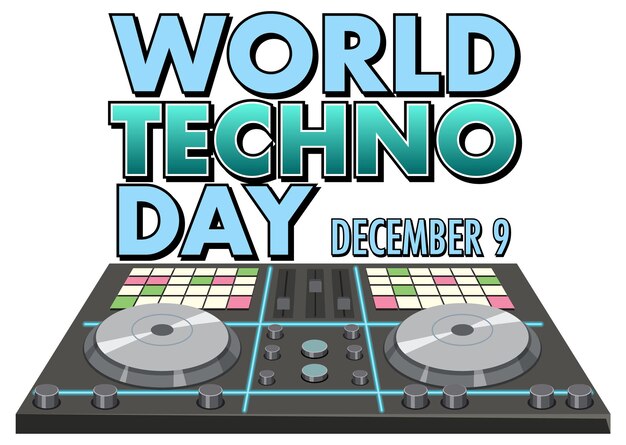 Gratis vector wereld techno dag tekstbannerontwerp