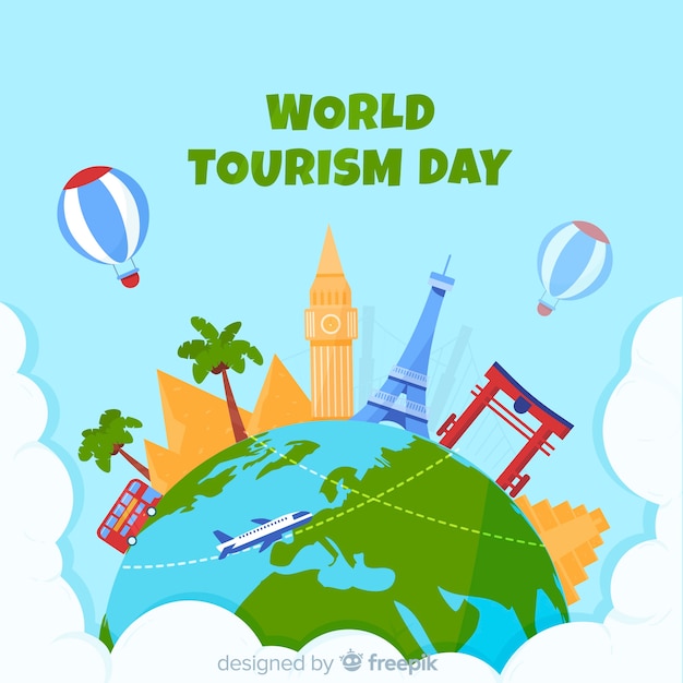 Gratis vector wereld toerisme achtergrond van de dag