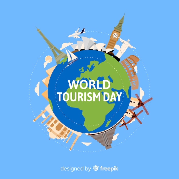 Gratis vector wereld toerisme dag concept met platte ontwerp