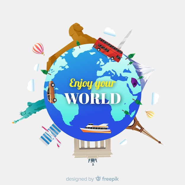 Gratis vector wereld toerisme dag concept met platte ontwerp