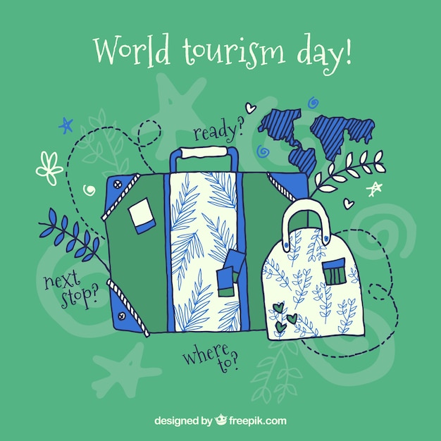 Gratis vector wereld toeristische dag, bagage