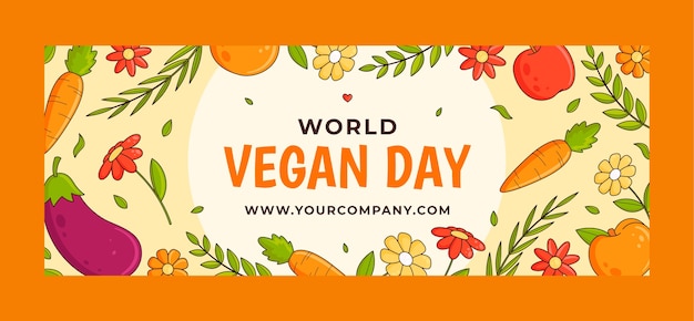 Wereld vegan dag social media voorbladsjabloon