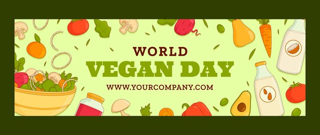 Gratis vector wereld vegan dag twitter header sjabloon