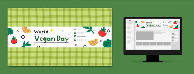 Gratis vector wereld vegan dag youtube channel art