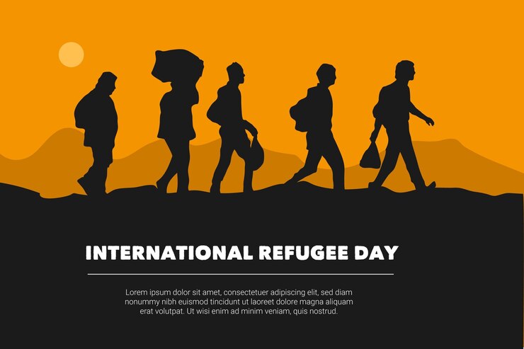 Gratis Vector wereld vluchtelingendag silhouetten ontwerp