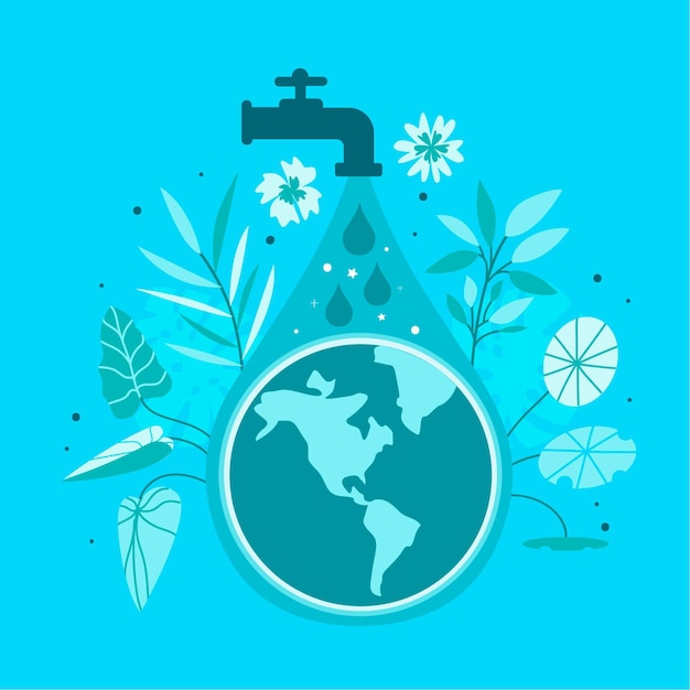 Gratis vector wereld water dag hand getrokken