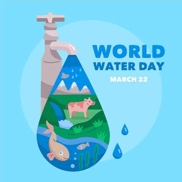 Gratis vector wereld water dag illustratie